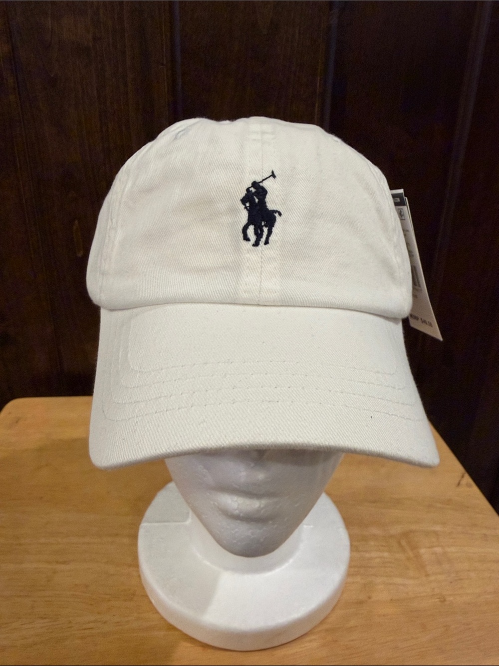 Polo by Ralph Lauren White Cap with Navy Pony Logo